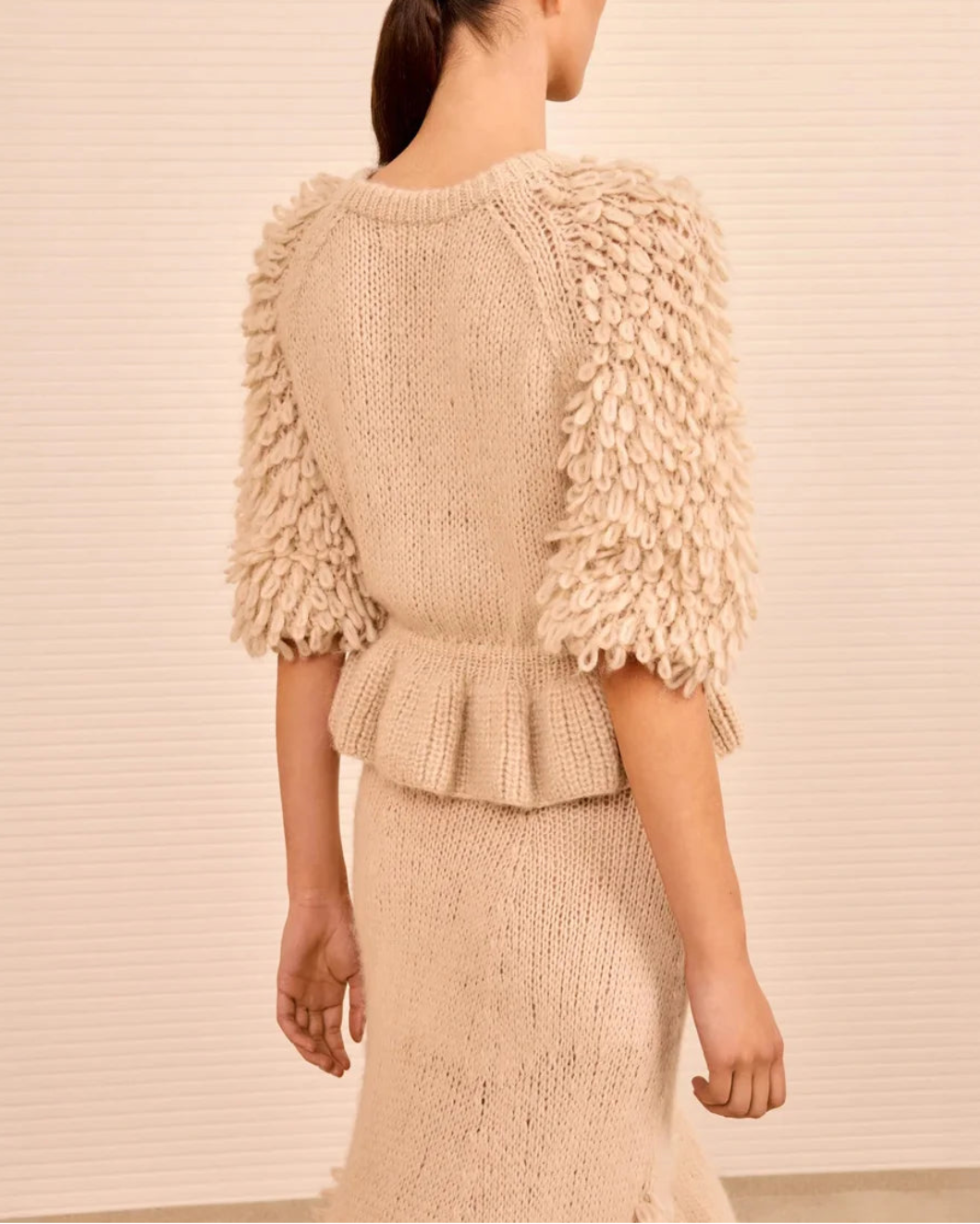 ULLA JOHNSON selene ss peplum top alabaster on figure back