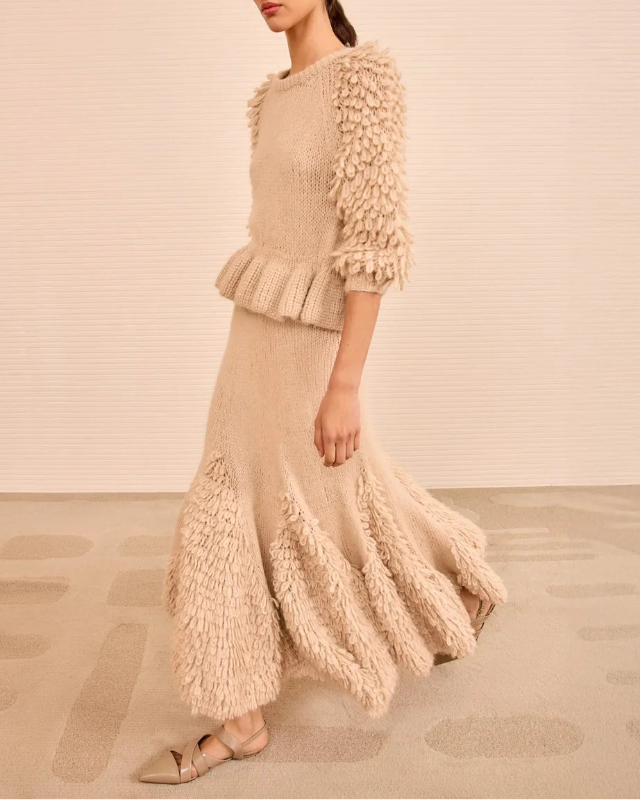 ULLA JOHNSON selene ss peplum top alabaster on figure side