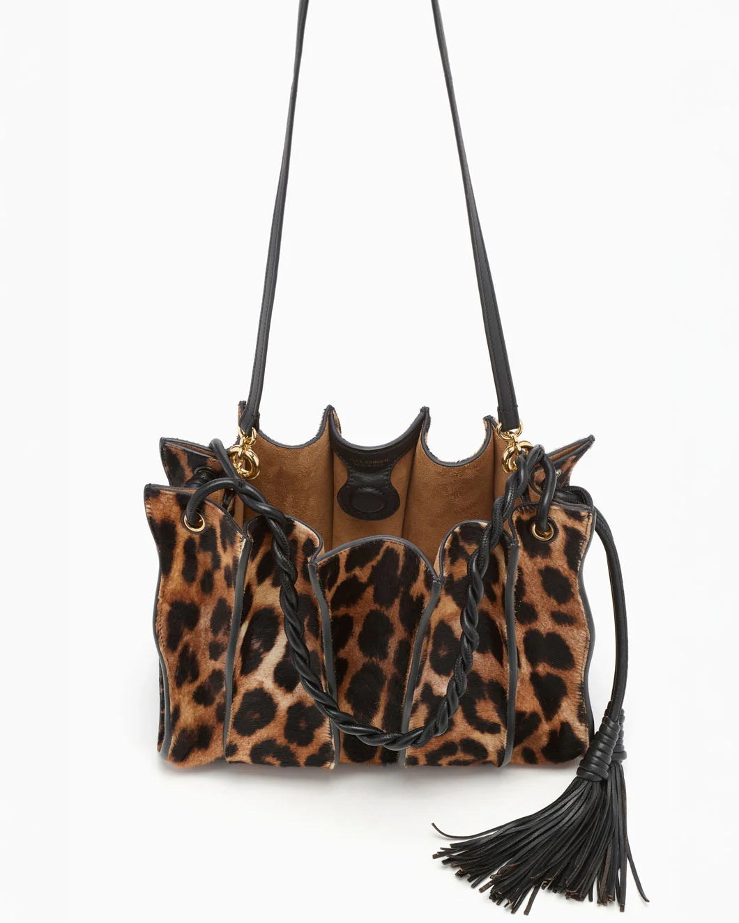 ULLA JOHNSON Adria Small Shoulder Bag leopard inner detail