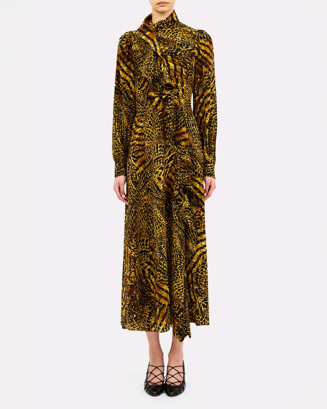 ULLA JOHNSON Sabrina Long Sleeve Dress on figure front