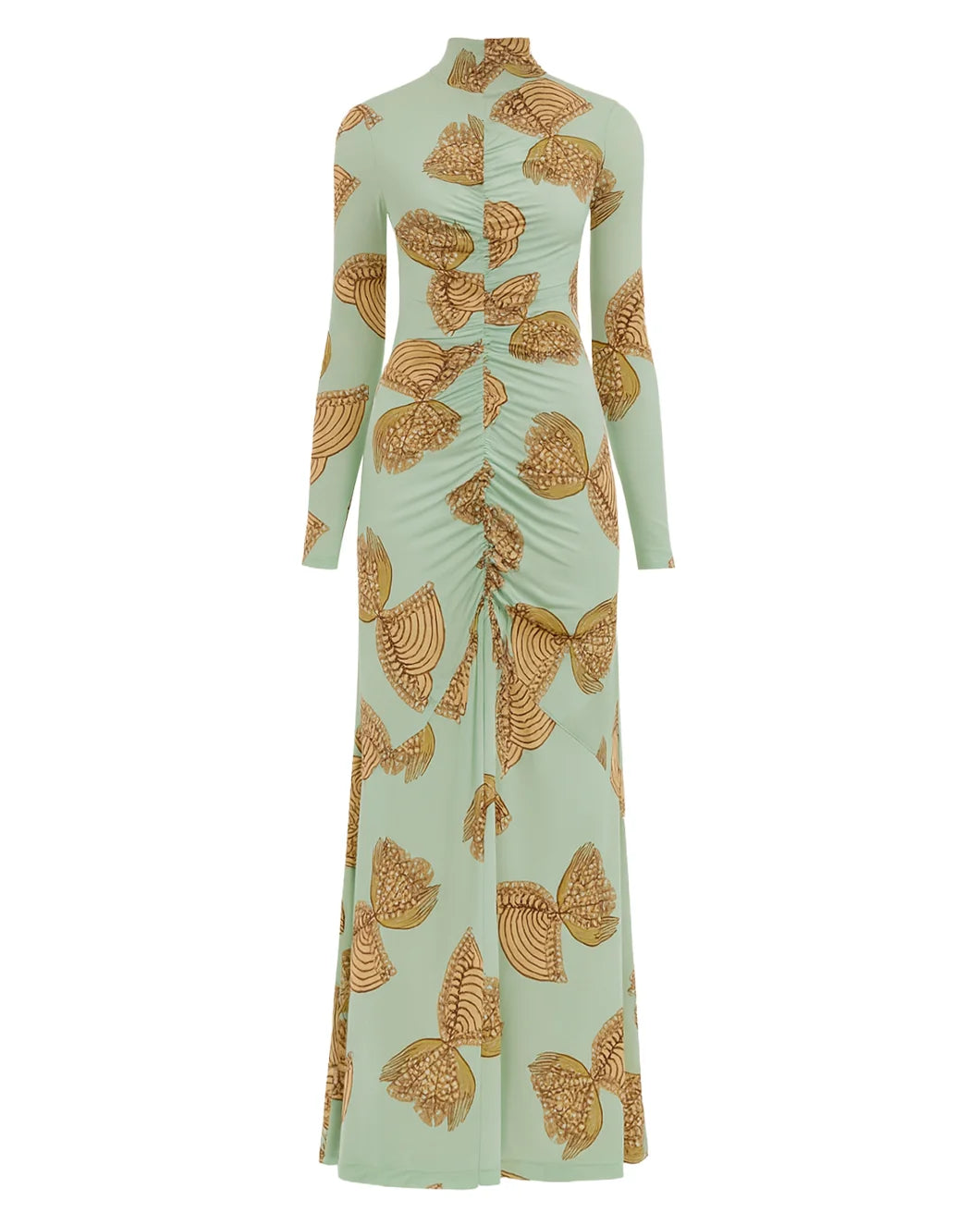 ULLA JOHNSON ida ruched turtleneck dess water blossoms isolated