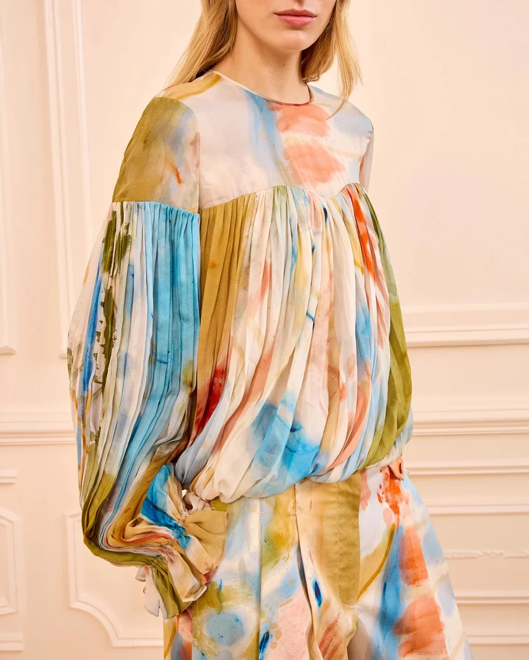 Ulla Johnson Pearl LS Silk Blouse Wedre Western Dream on figure front 1