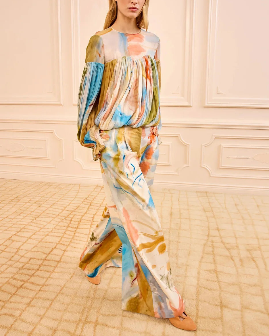 Ulla Johnson Pearl LS Silk Blouse Wedre Western Dream on figure front 2