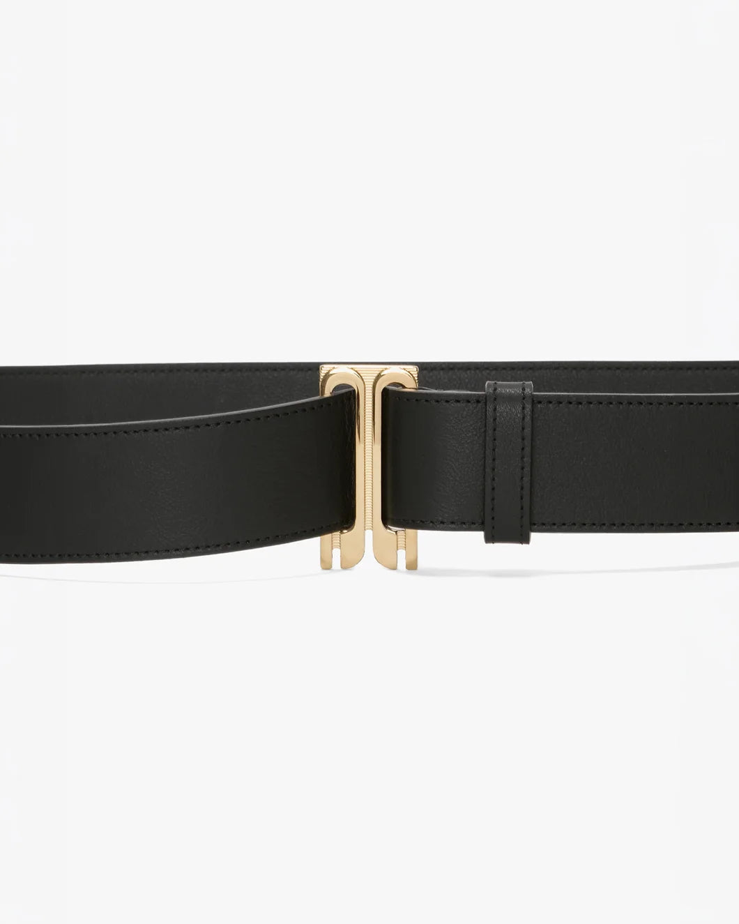 VICTORIA BECKHAM Dorian Tuxedo Belt In Black Soft Leather front detilail