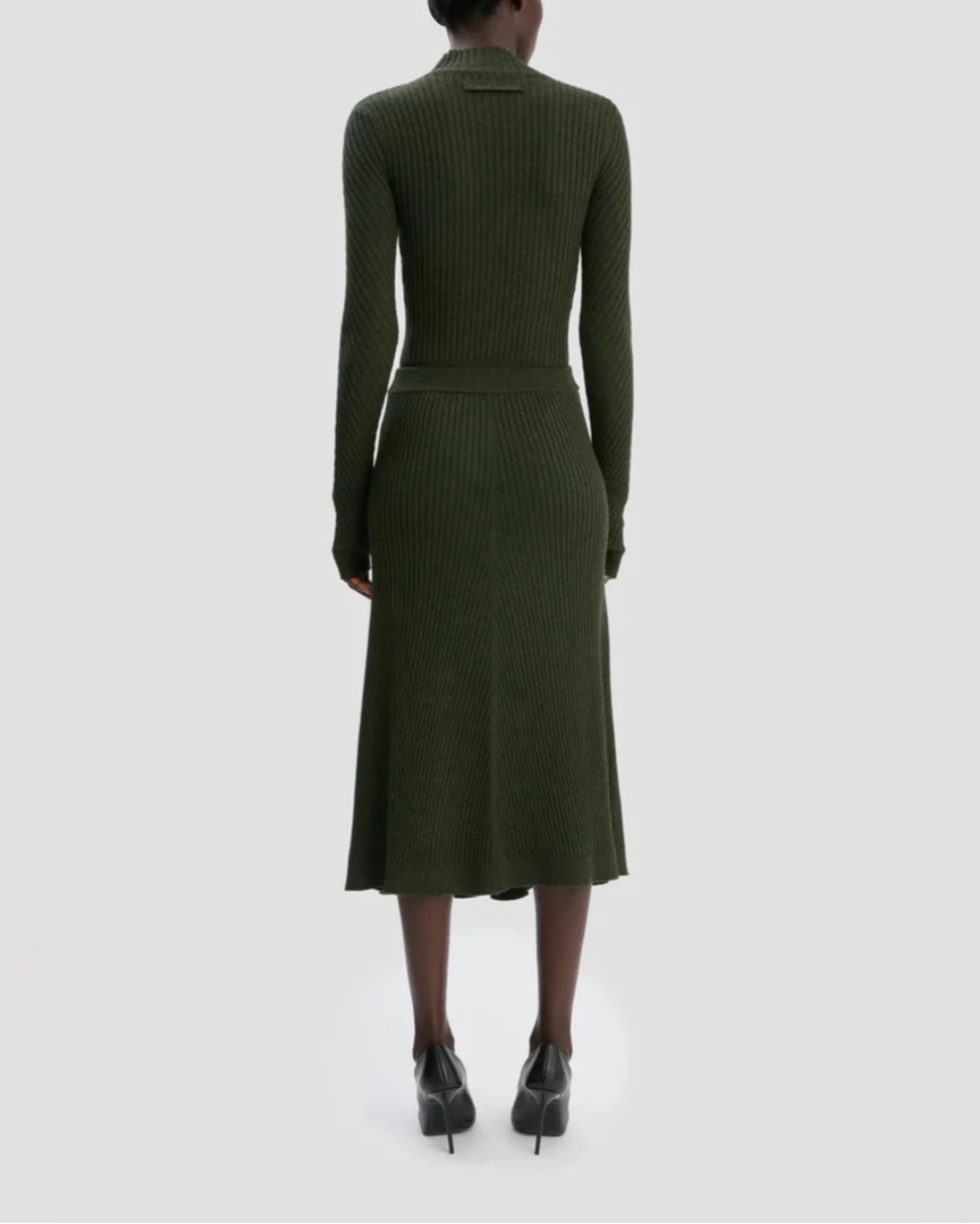 VICTORIA BECKHAM RIbbed Knit midi Oregano on figure back