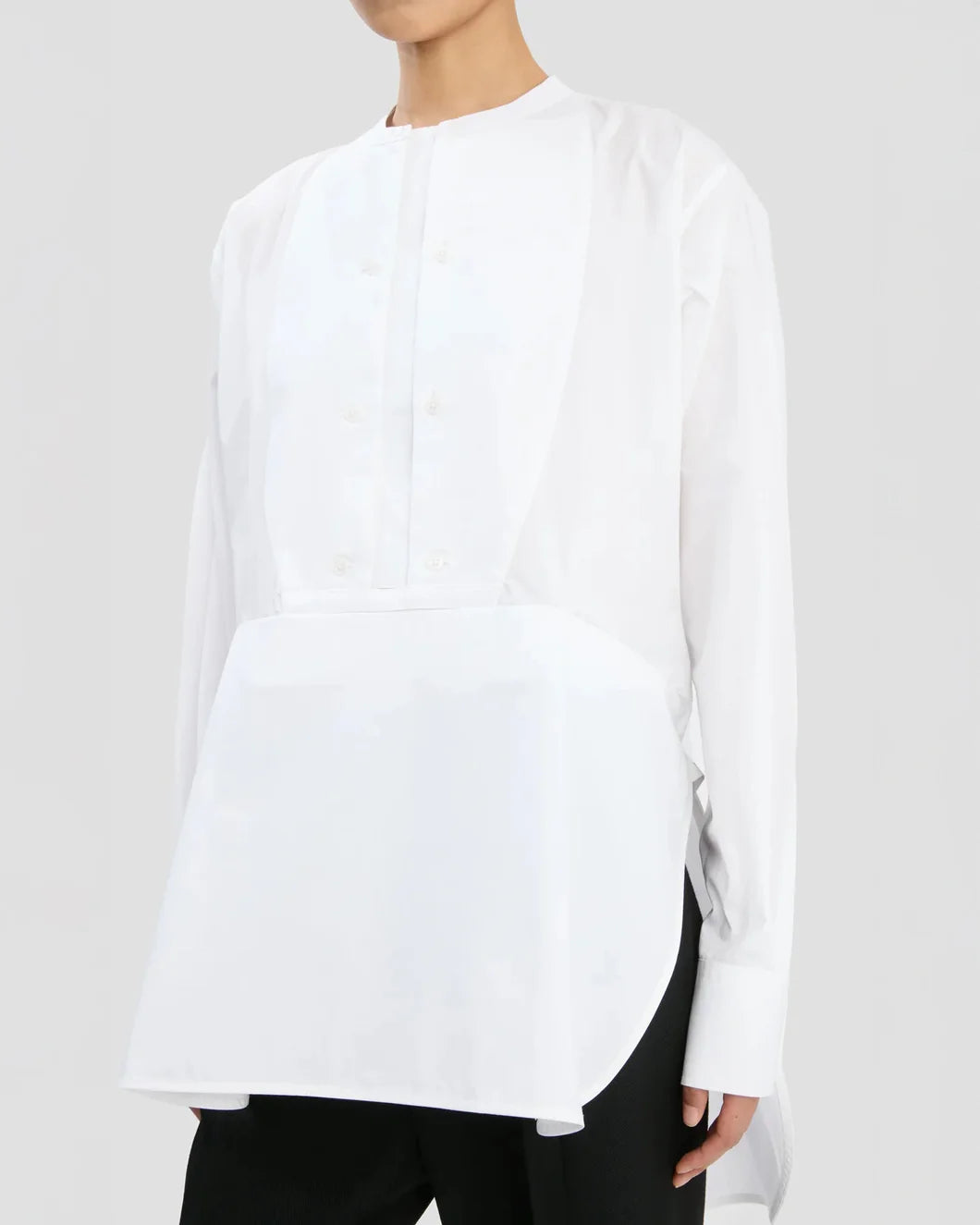 VICTORIA BECKHAM double bib detail shirt white on figure detail