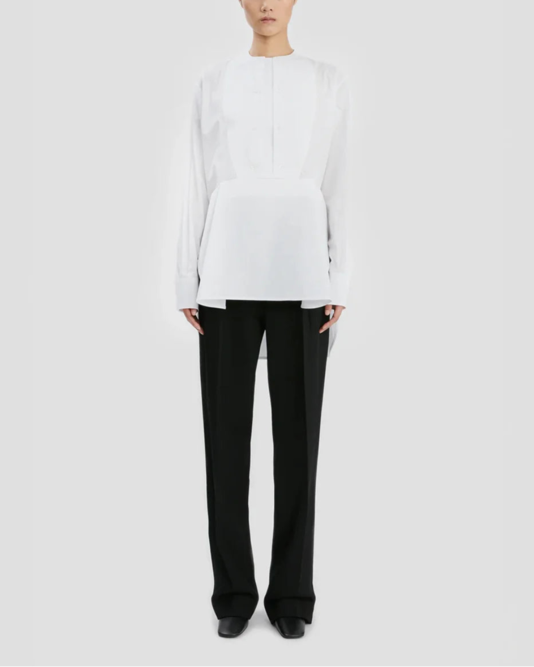 VICTORIA BECKHAM double bib detail shirt white on figure front