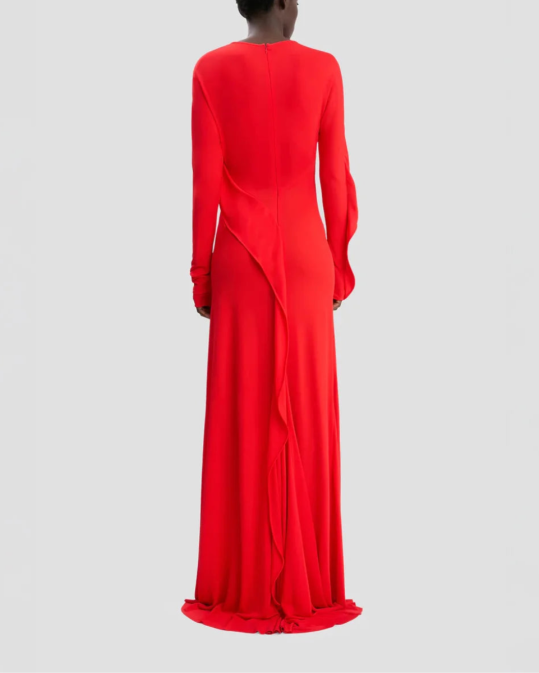 VICTORIA BECKHAM draped jersey gown cayenne on figure back