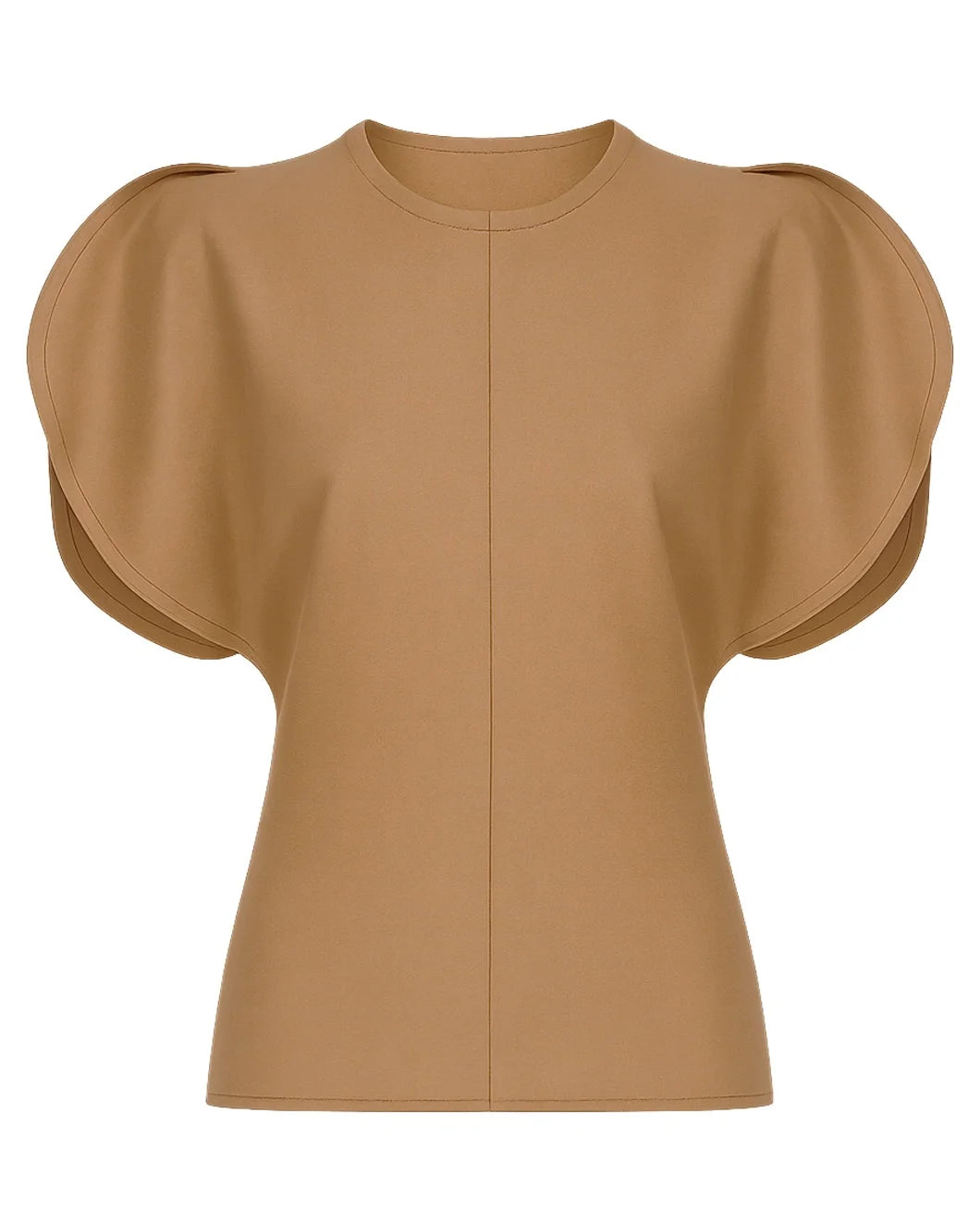 VICTORIA BECKHAM draped sleeve top toffee melange front isolated