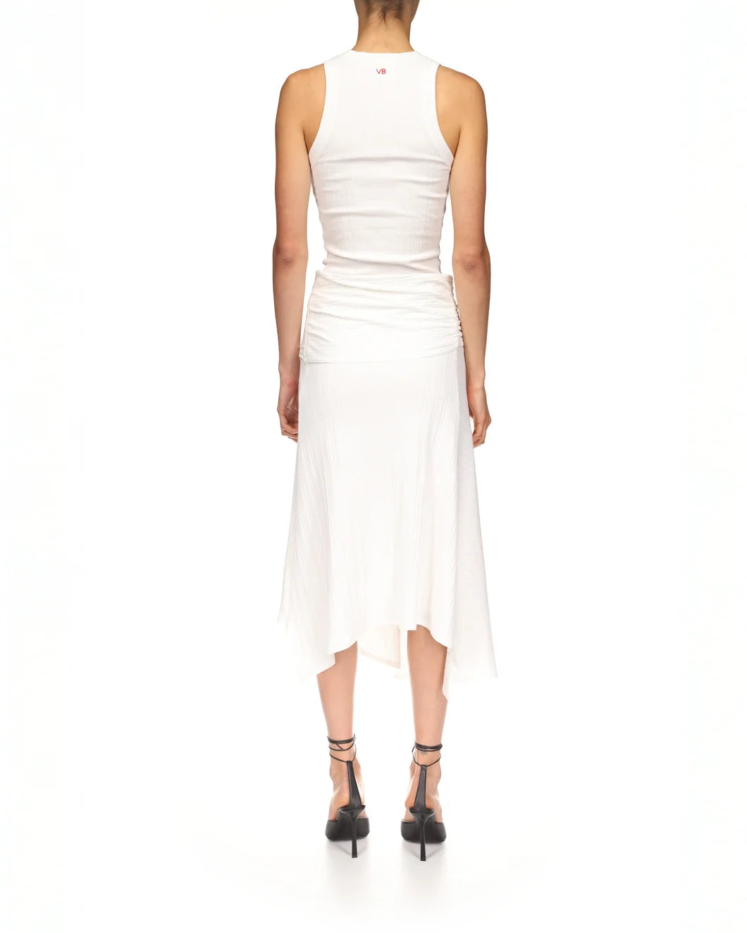 VICTORIA BECKHAM twist detail midi sirt white on figure back