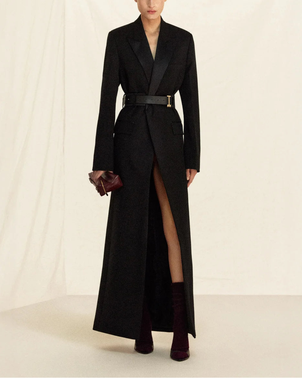 VICTORIA BECKHAM wide tuxedo belt black on figure front