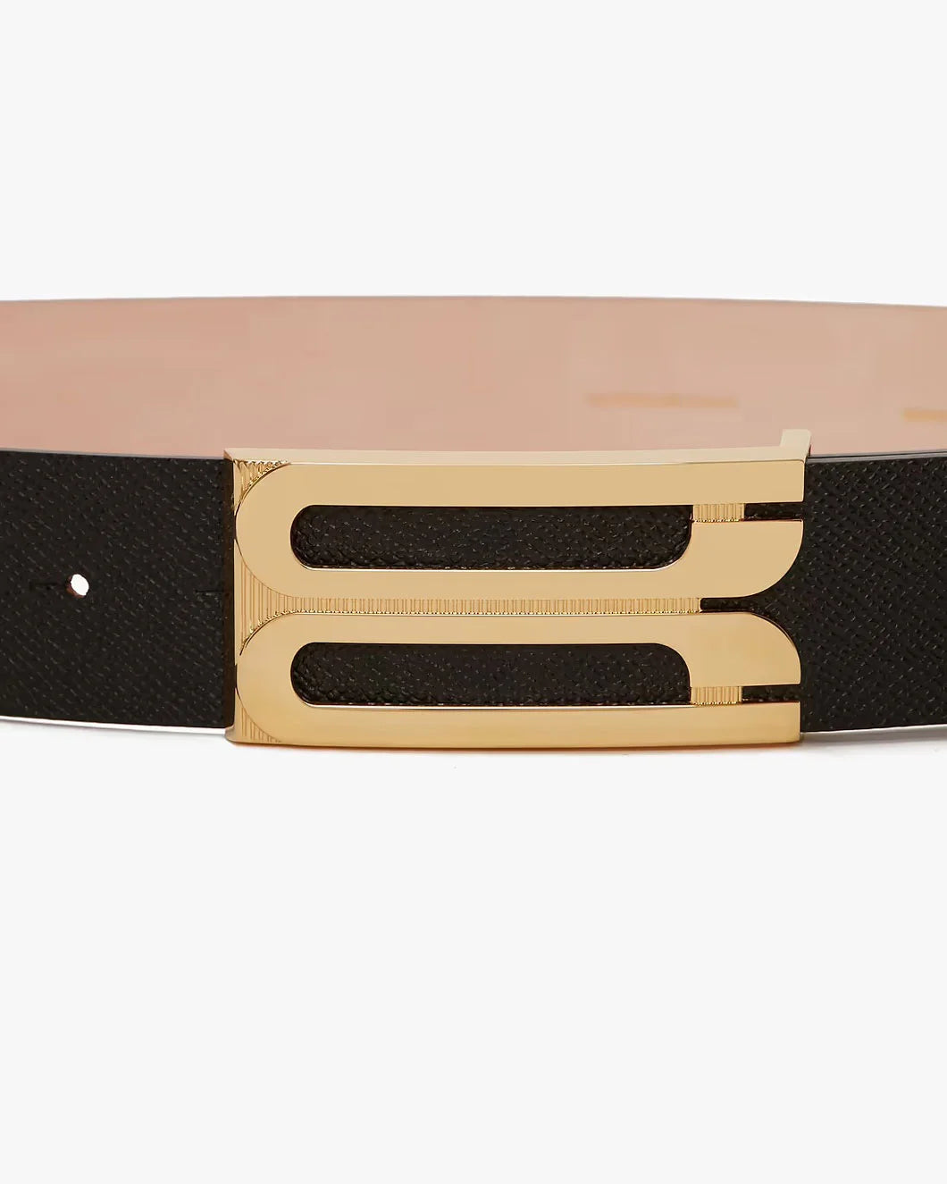 VICTORIA BECKHAM Dorian Jumbo Frame Belt black front detail