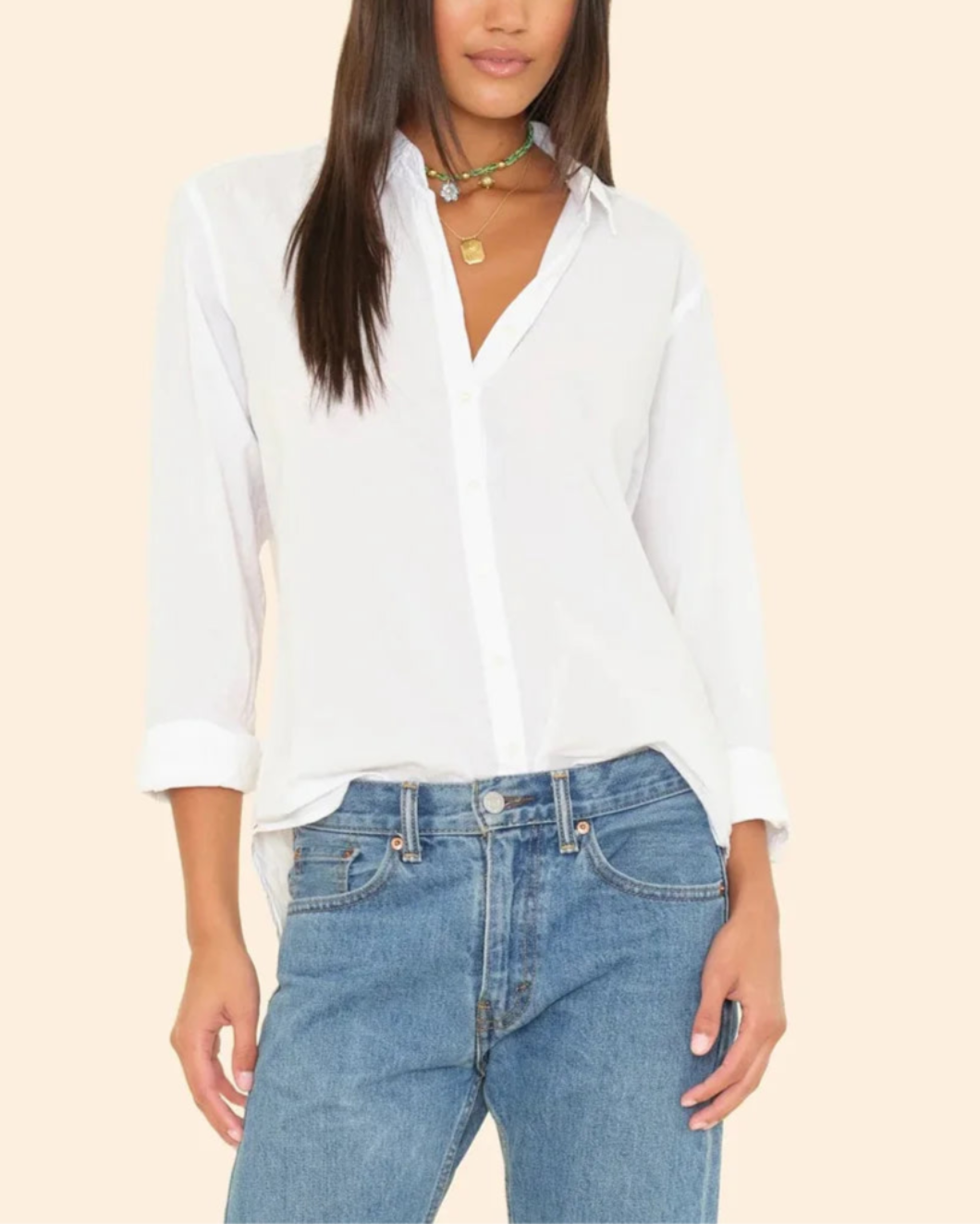 xirena Beau shirt white on figure front