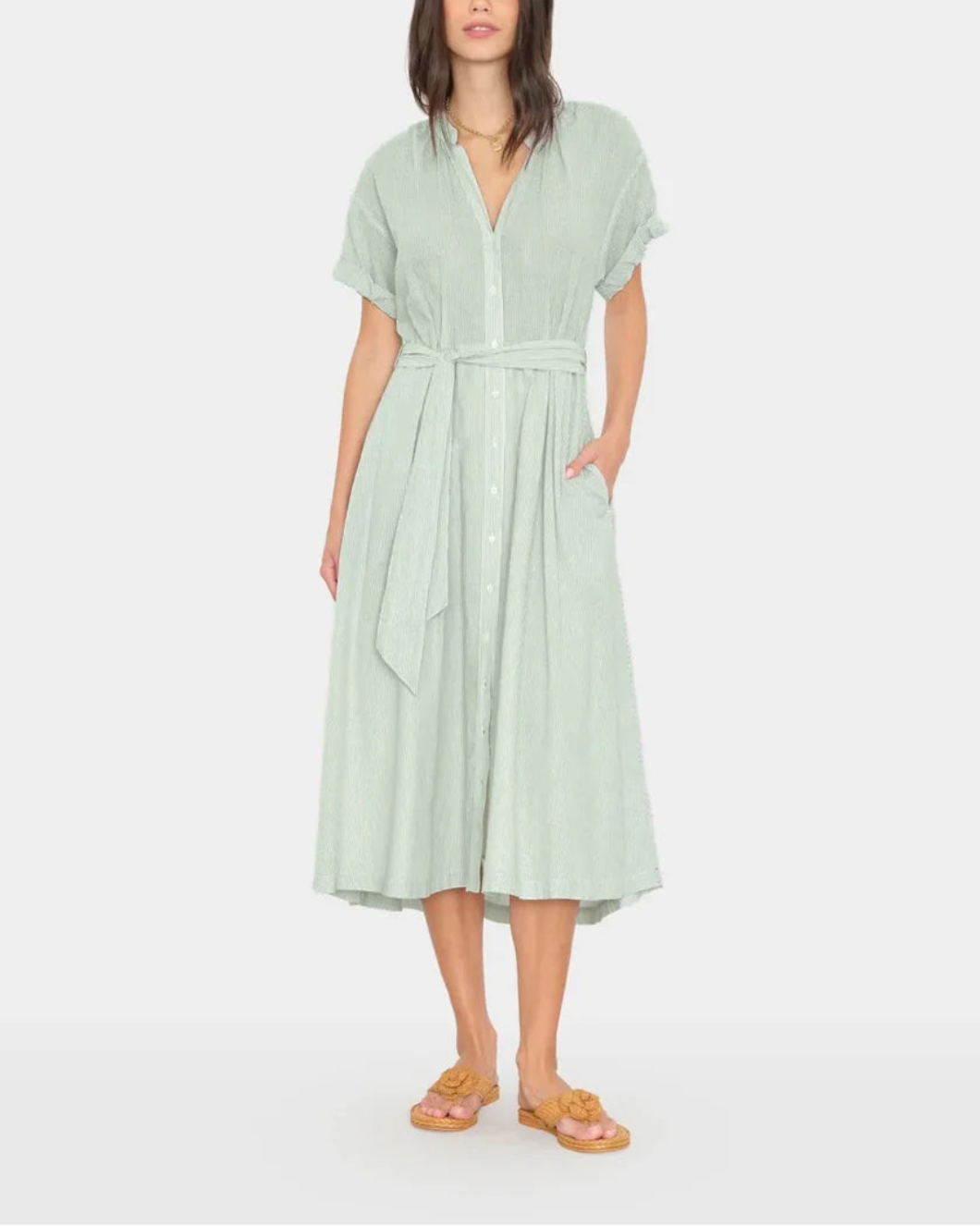 XIRENA cate dress fresh mint stripe on figure front front