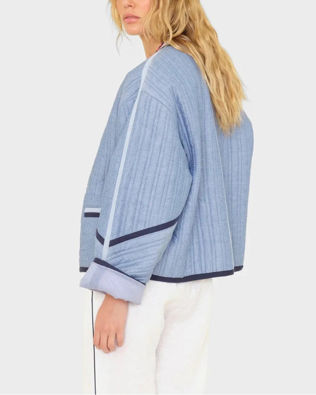 XIRENA Chambray Patmos Jacket on figure back