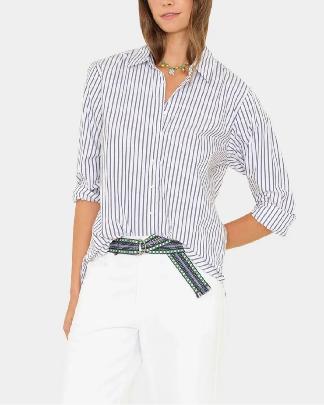 XIRENA Windy Blue Beau shirt on figure front