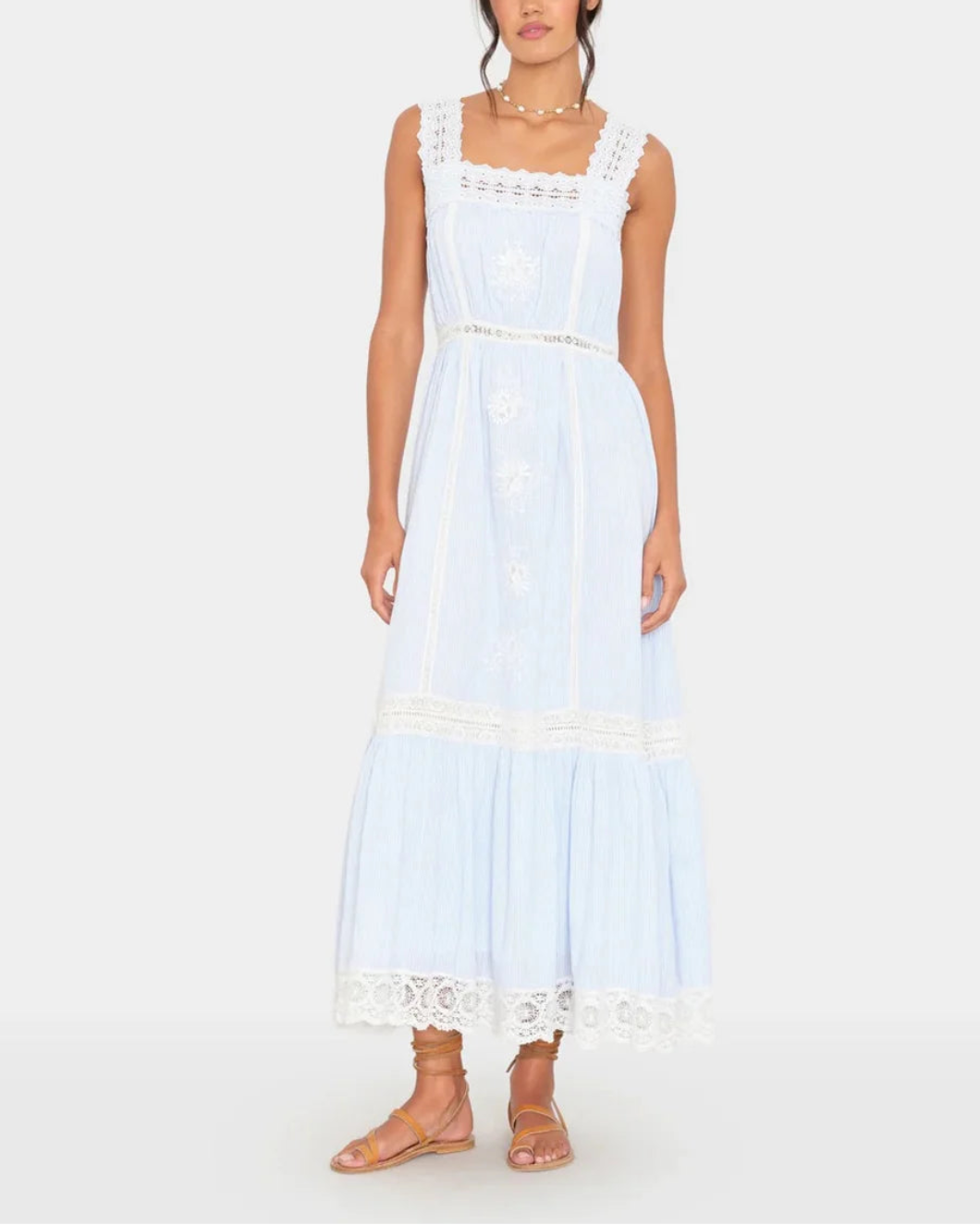 XIRENA anita dress blue on figure front