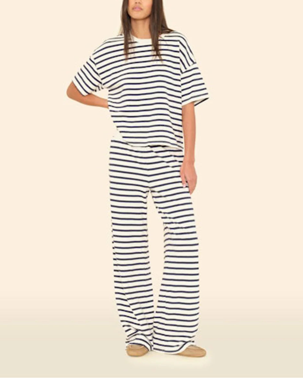 XIRENA emmette sweatpant natural stripe on figure front