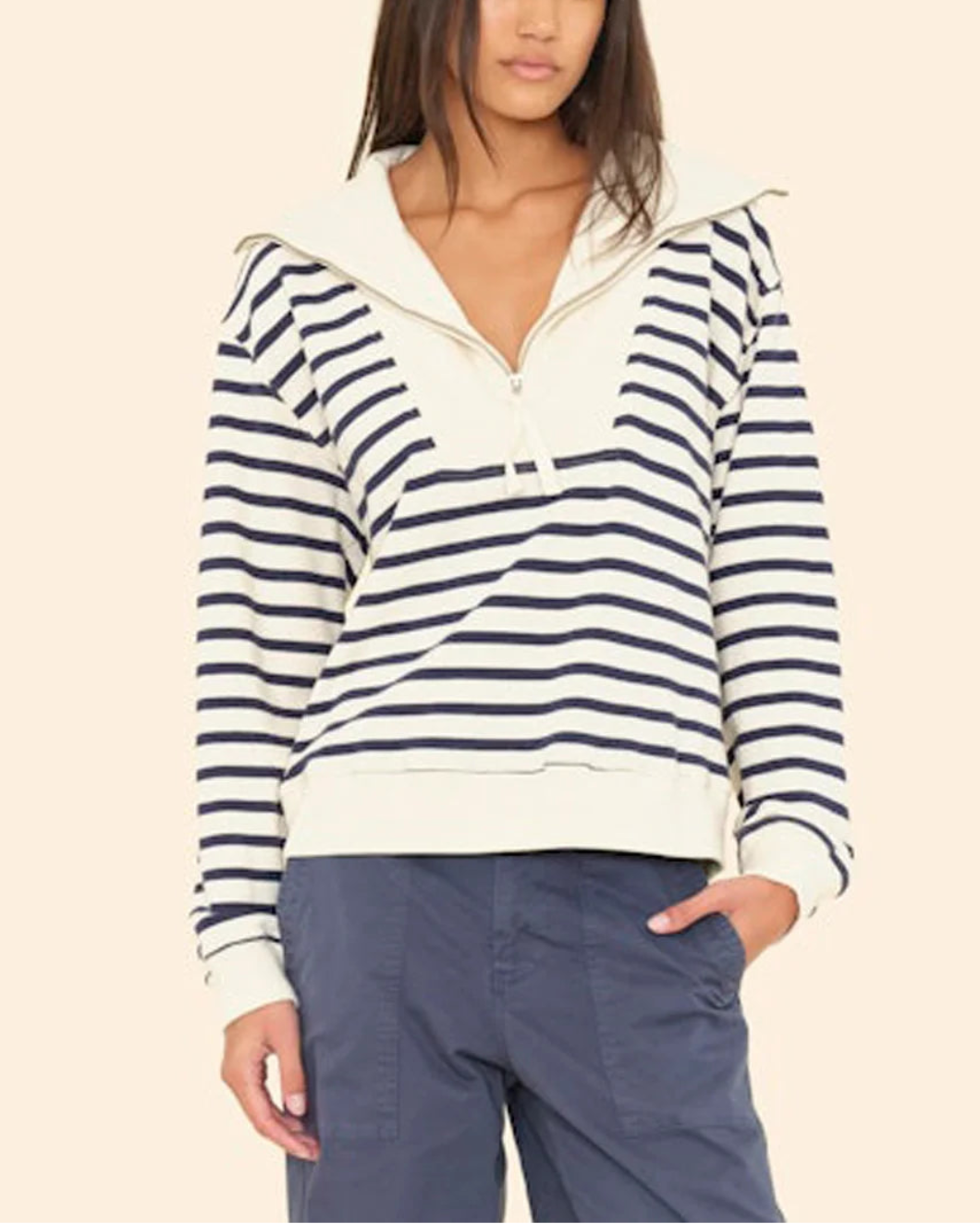 XIRENA kat sweatshirt natural stripe on figure front