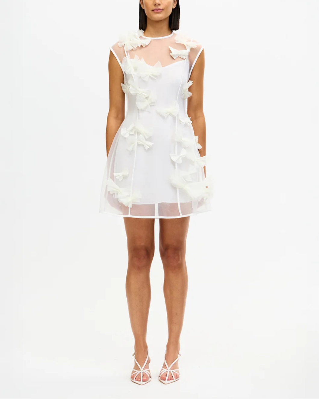 ACLER croanford mini dress ivory on figure front