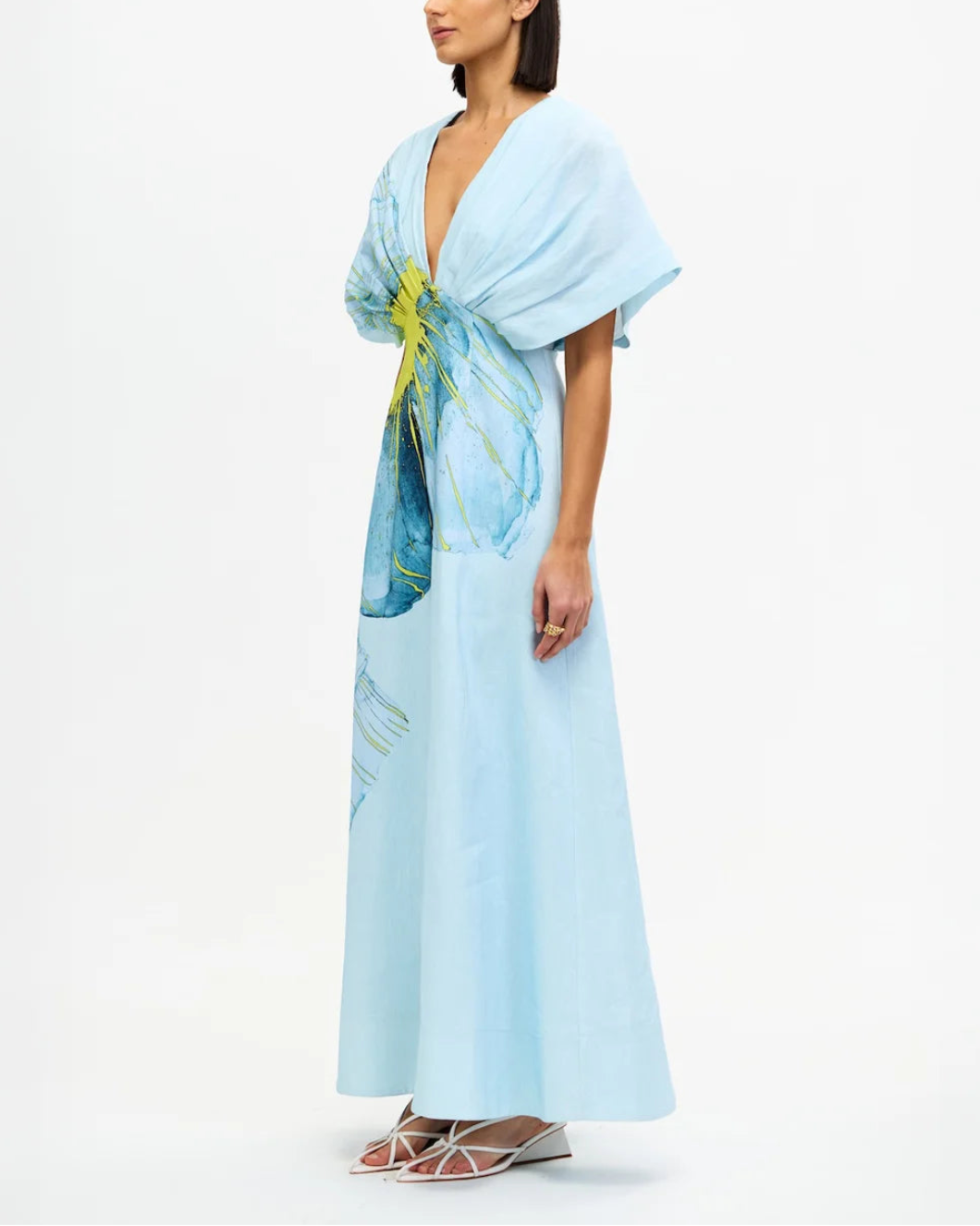 ACLER glamorgan maxi dress dayflower on figure side