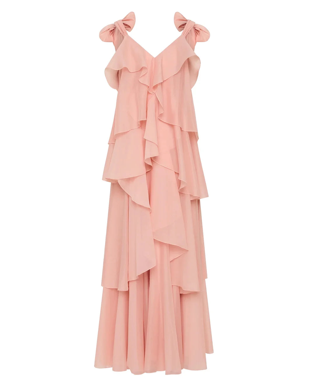 aje Gracie Maxi tiered ruffle Dress in muted rose pink