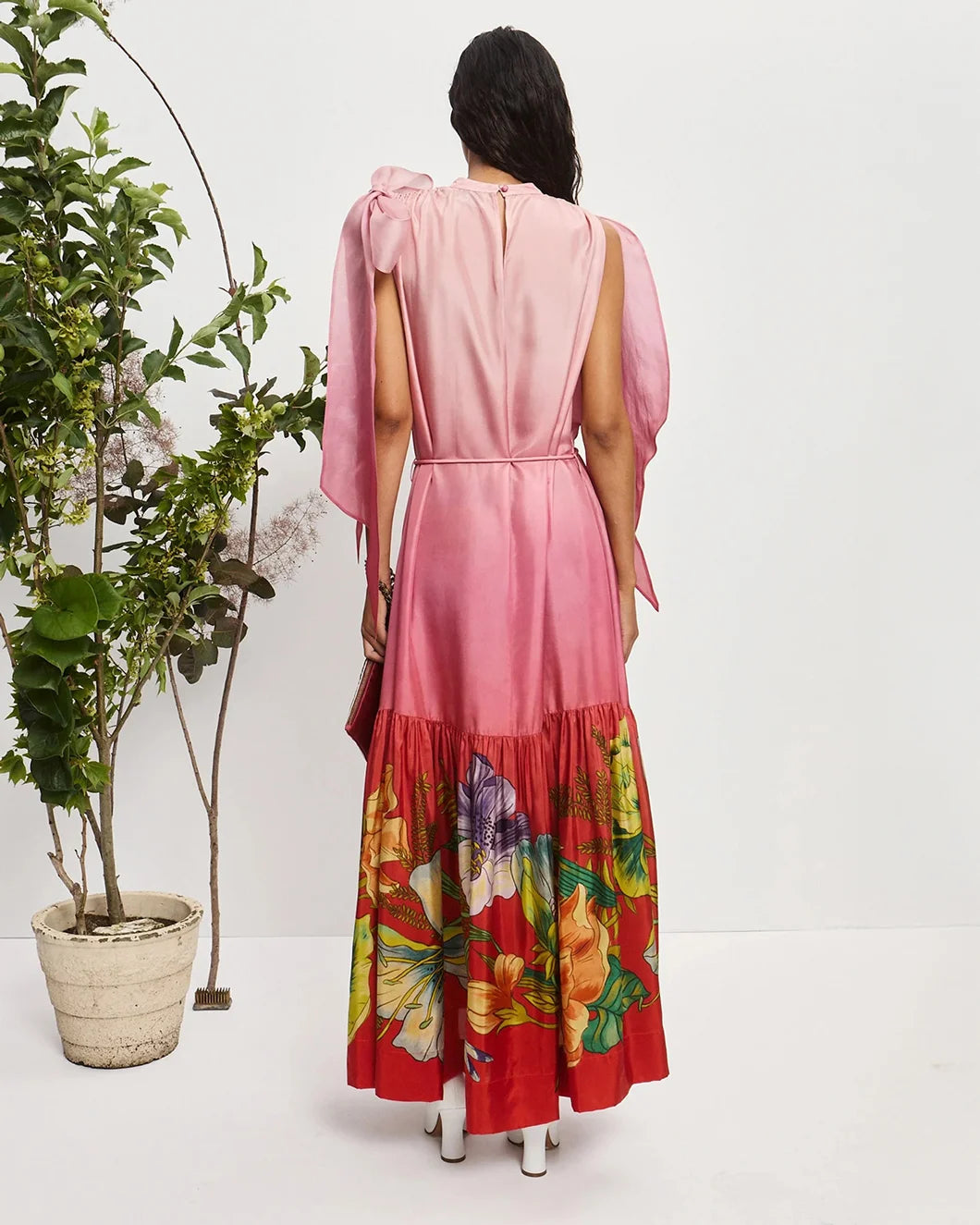 alemais Inez Silk Gown pink ombre back