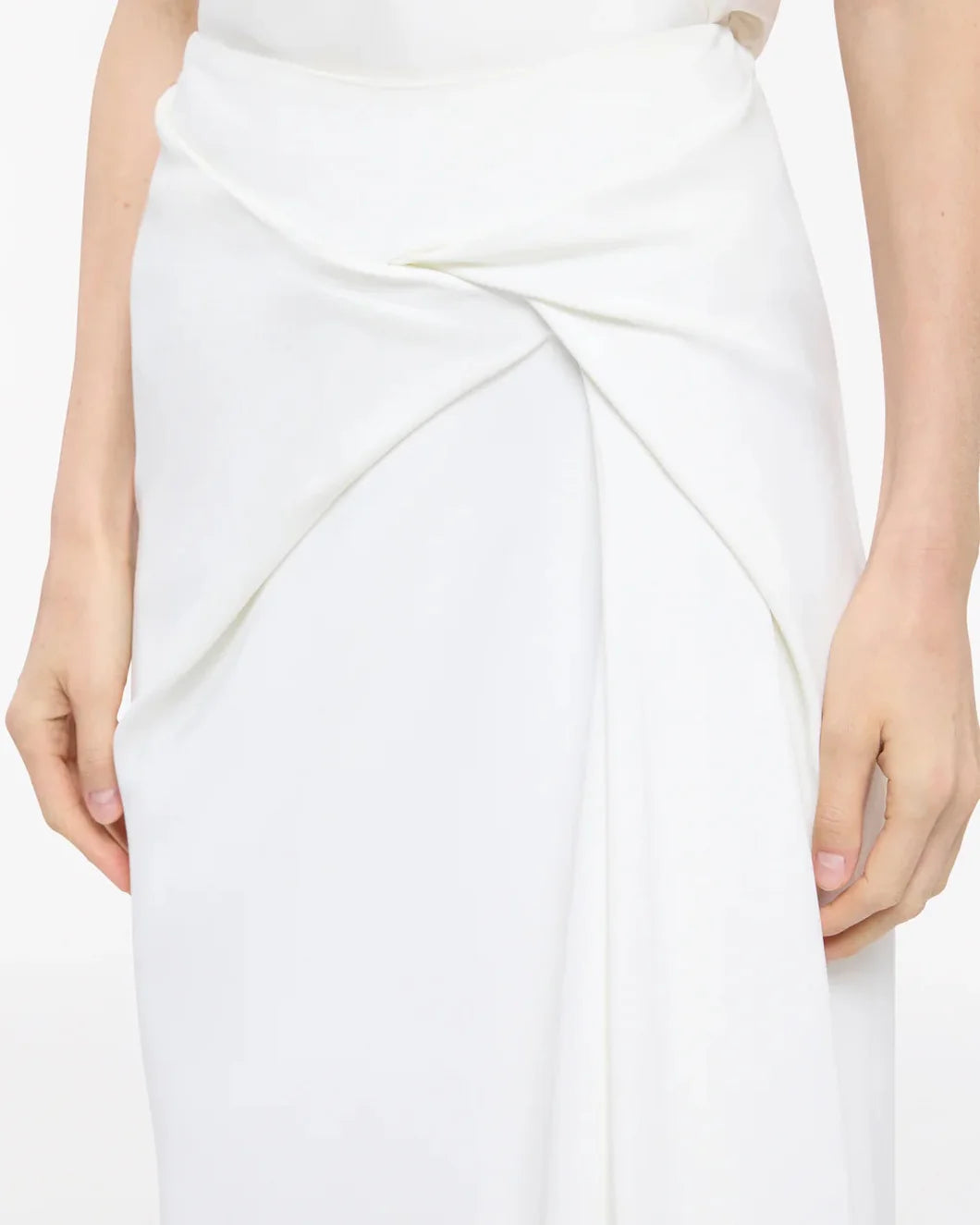 another tomorrow Asymmetrical Twist Skirt white on figure detail