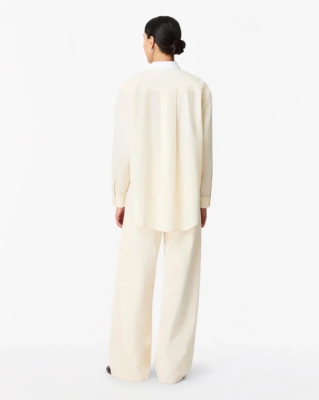 another tomorrow pleat back shirt ecru and white back