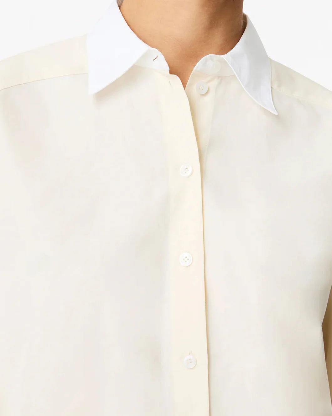 another tomorrow pleat back shirt ecru and white detail