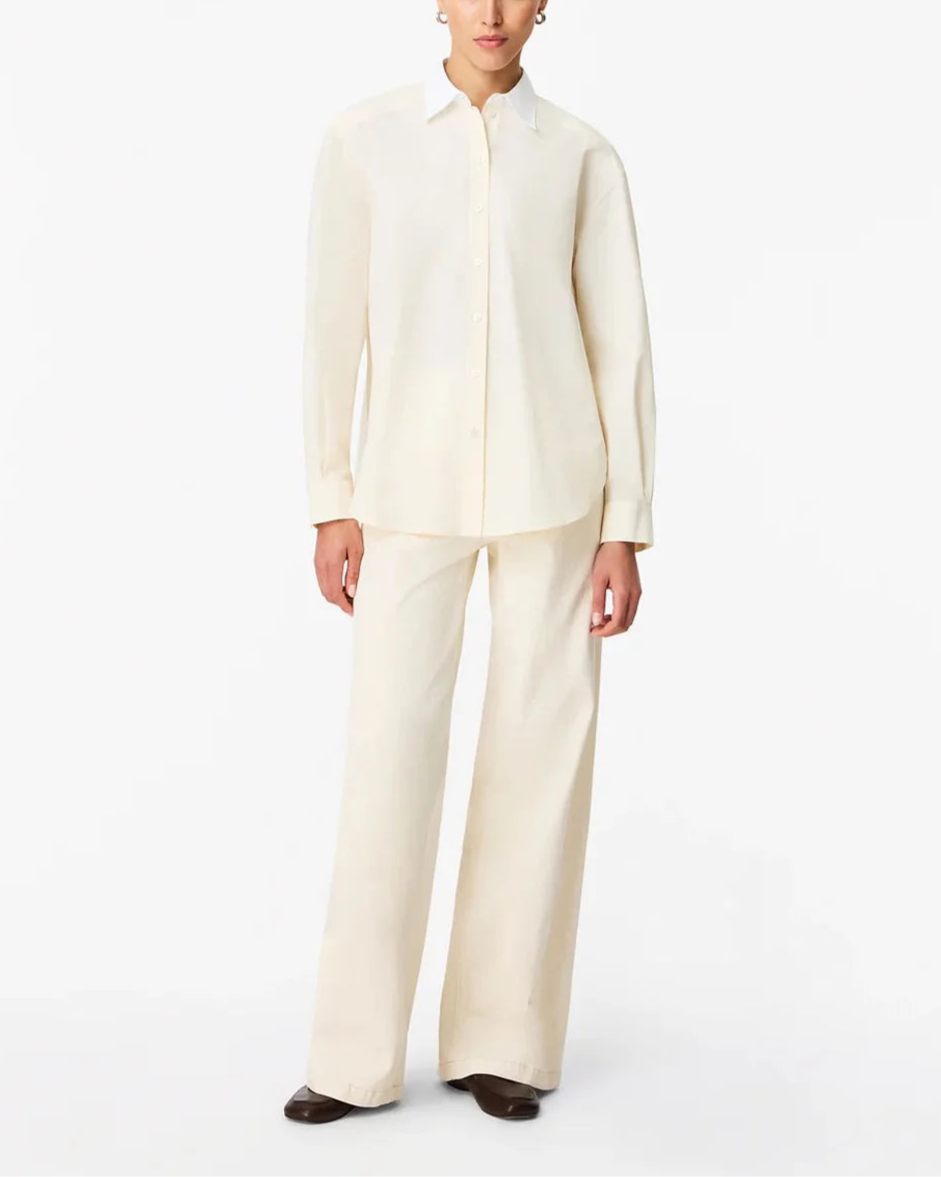 another tomorrow pleat back shirt ecru and white front