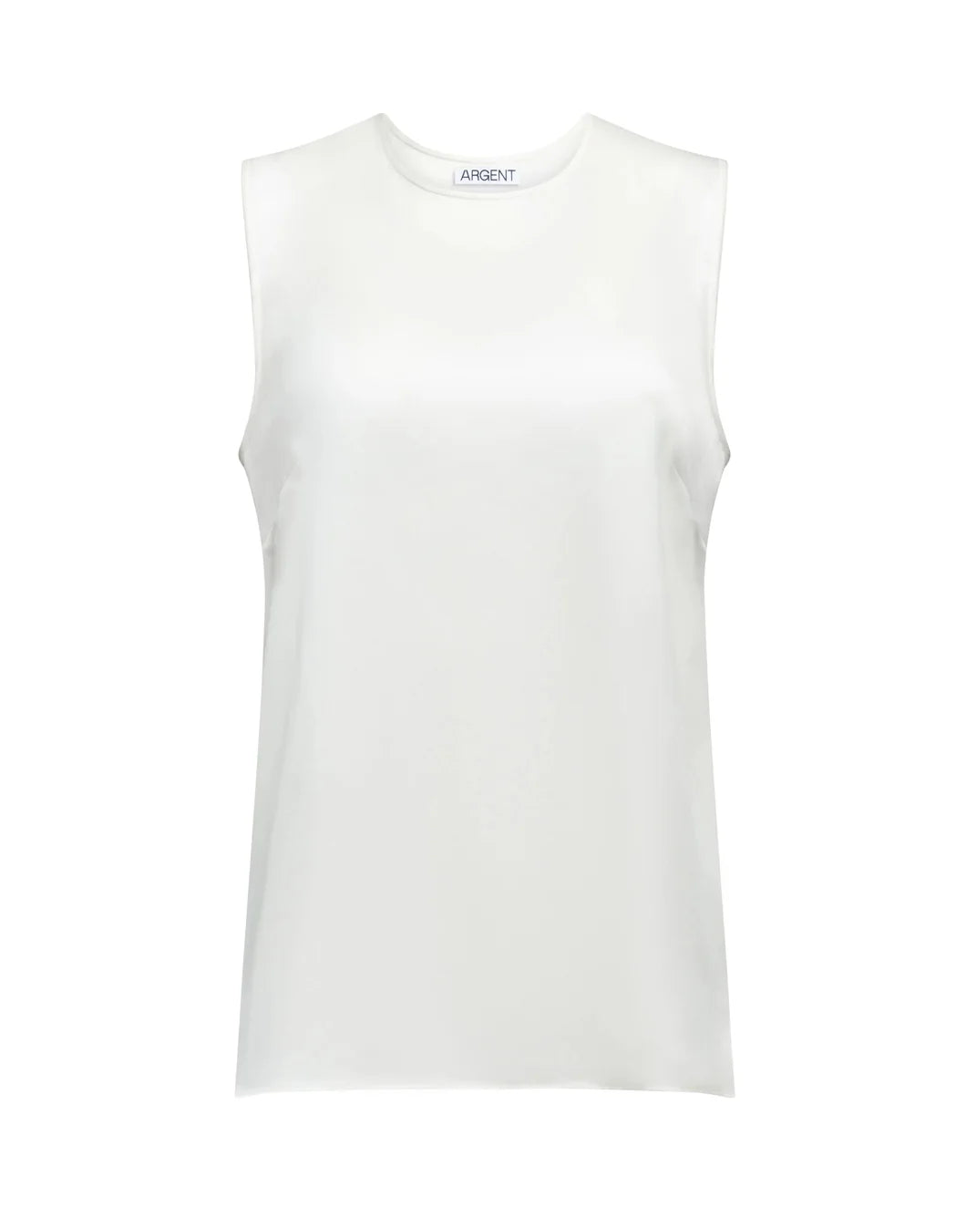 argent Crew Neck Tank in Silk Charmeuse ivory