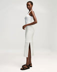 argent Knit Skirt Mercerized Cotton White on figure side