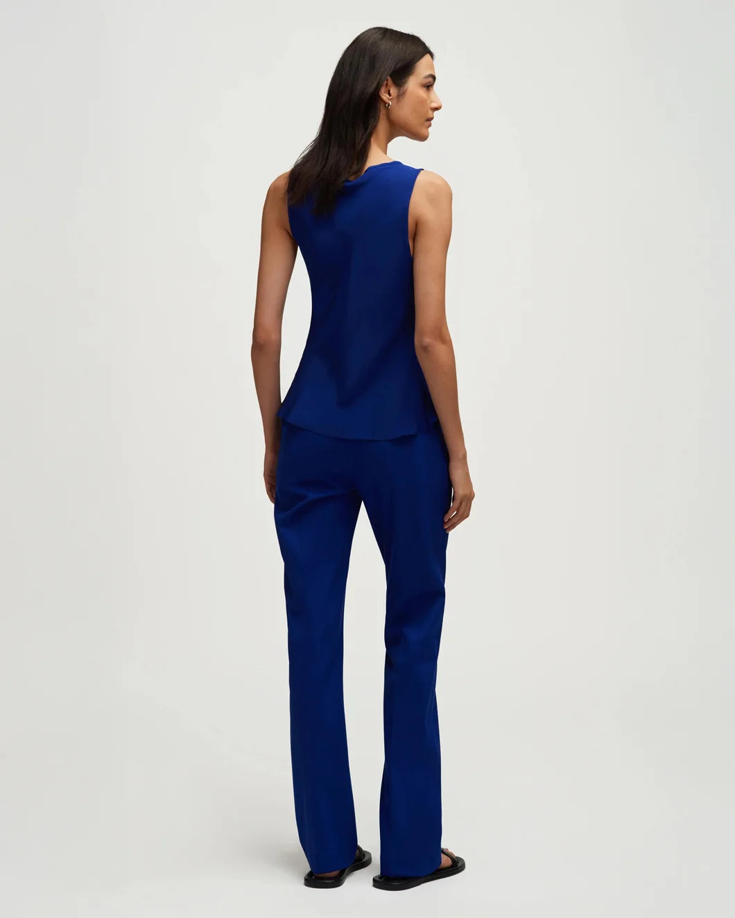 argent Tank in Silk Charmeuse lapis blue back
