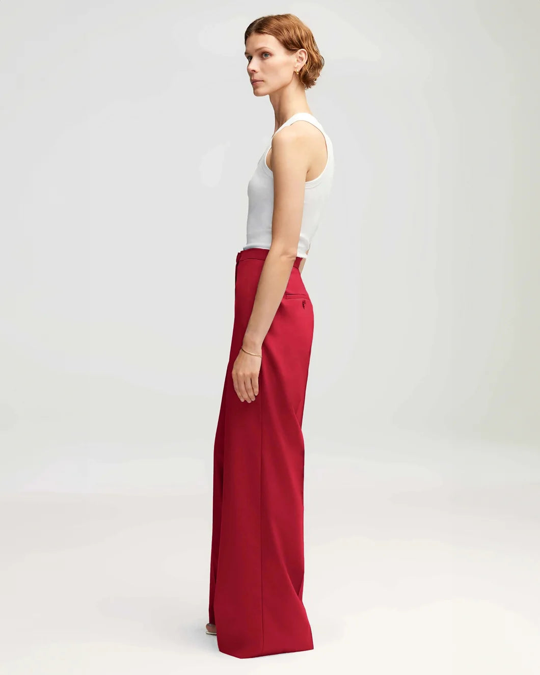 argent jones trouser carmine red on figure side