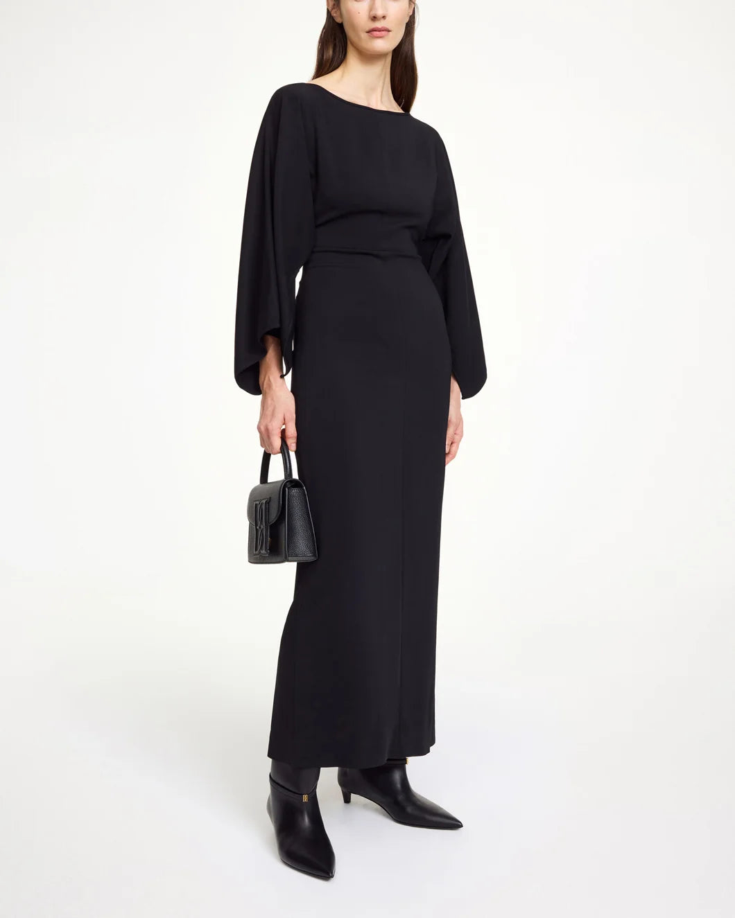 by malene birger hella maxi dress black on model side