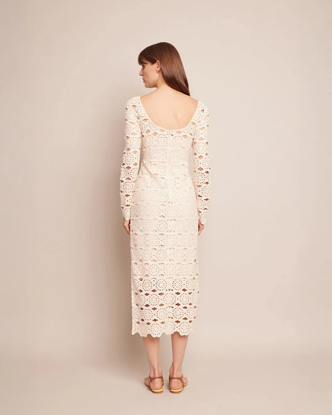 cara cara Marsielle Dress floral natural crochet on figure back