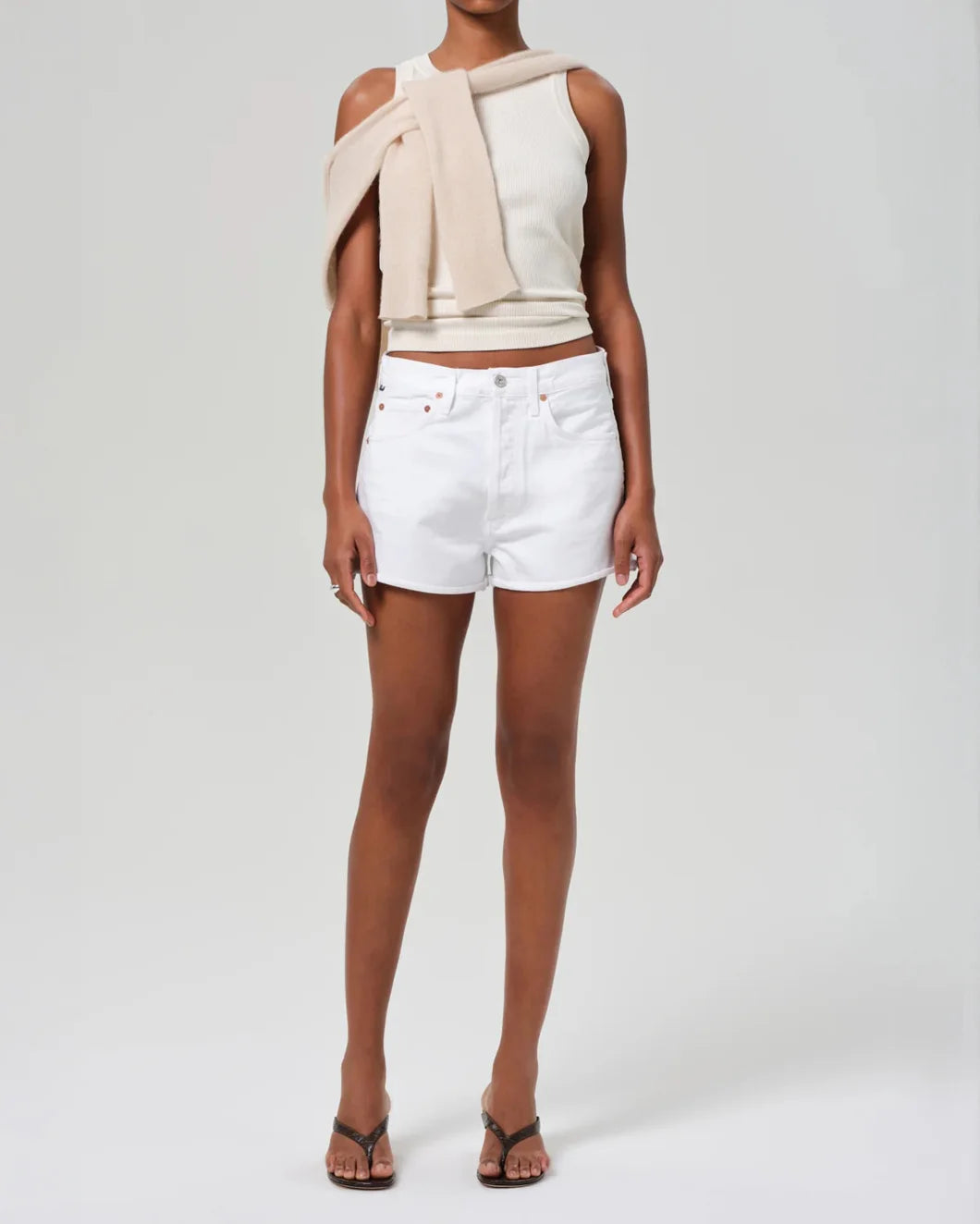 citizens of humanity marlow short polish white on figure front