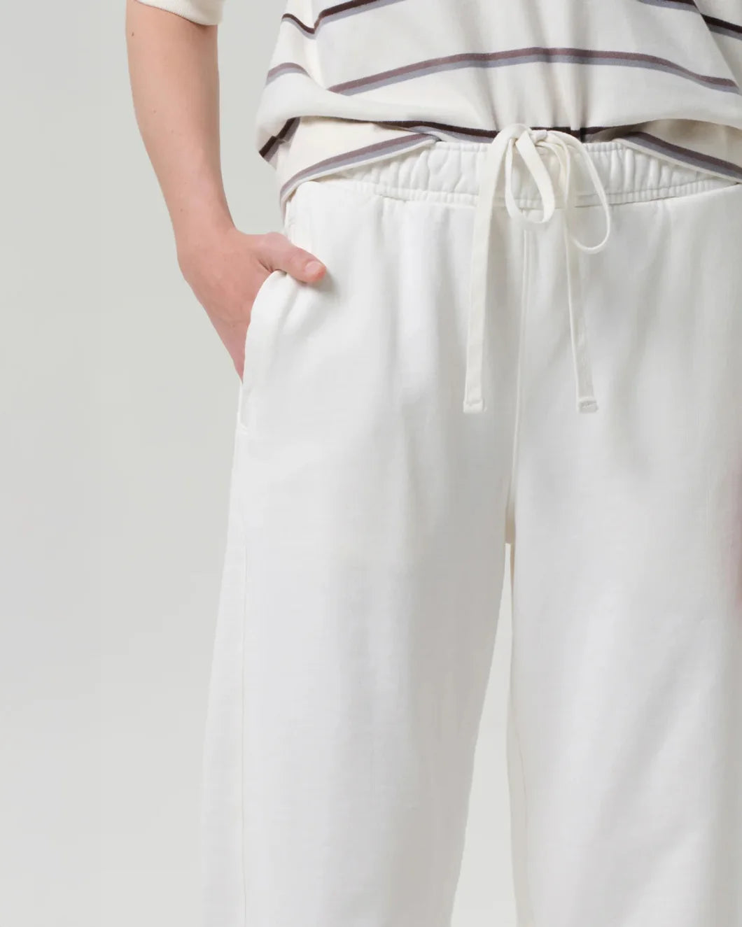 citizens of humanity Miro Sweatpant in Pashmina white on figure front detail view