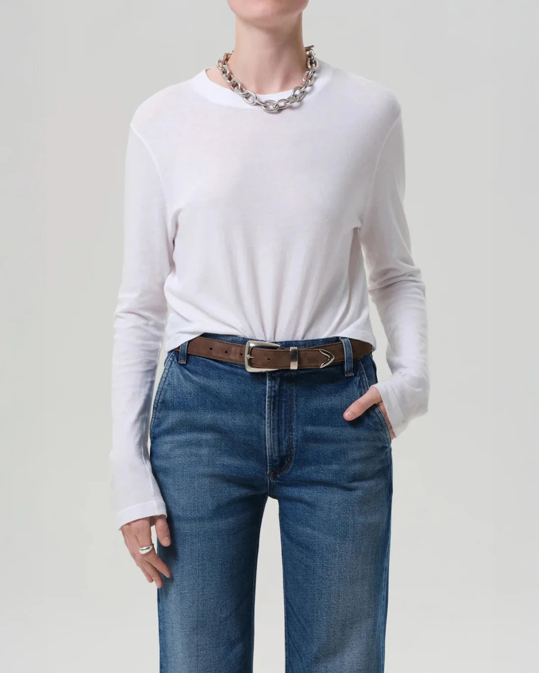 citizens of humanity Sabine Cropped Long Sleeve white front