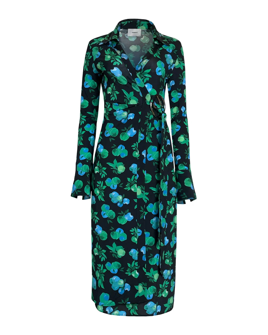 coperni C-Logo Print Wrap Blouse Dress green apples