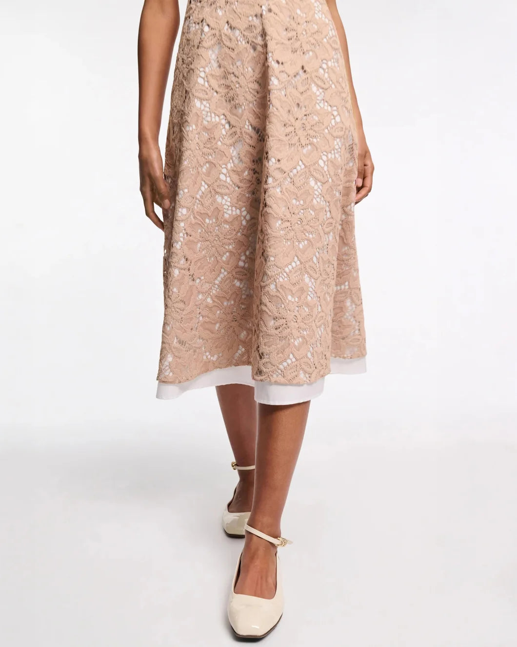 dorothee schumacher lacy dream dress burnt tan front hem