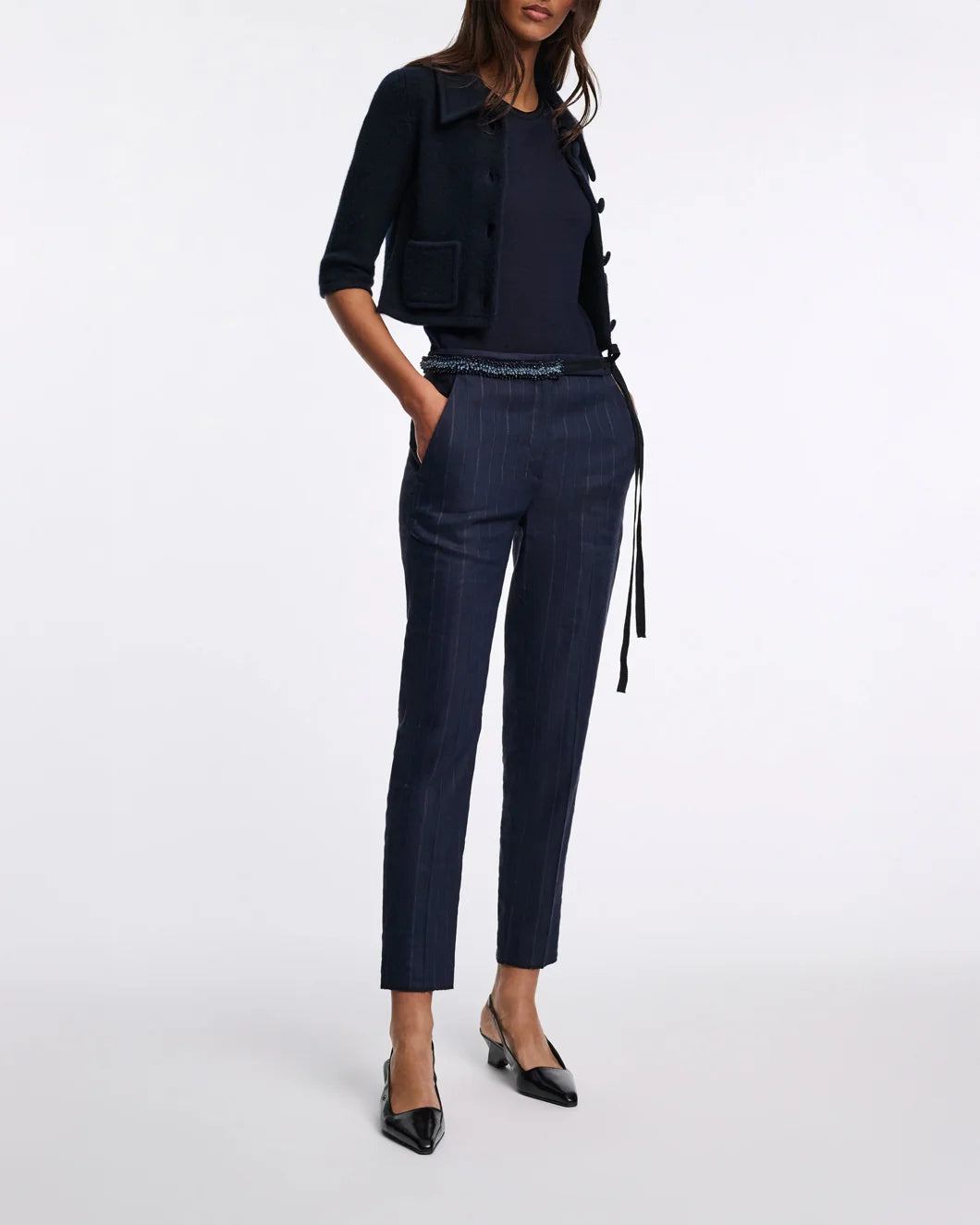 dorothee schumacher Modern Sophistication Pants blue night pinstripe front