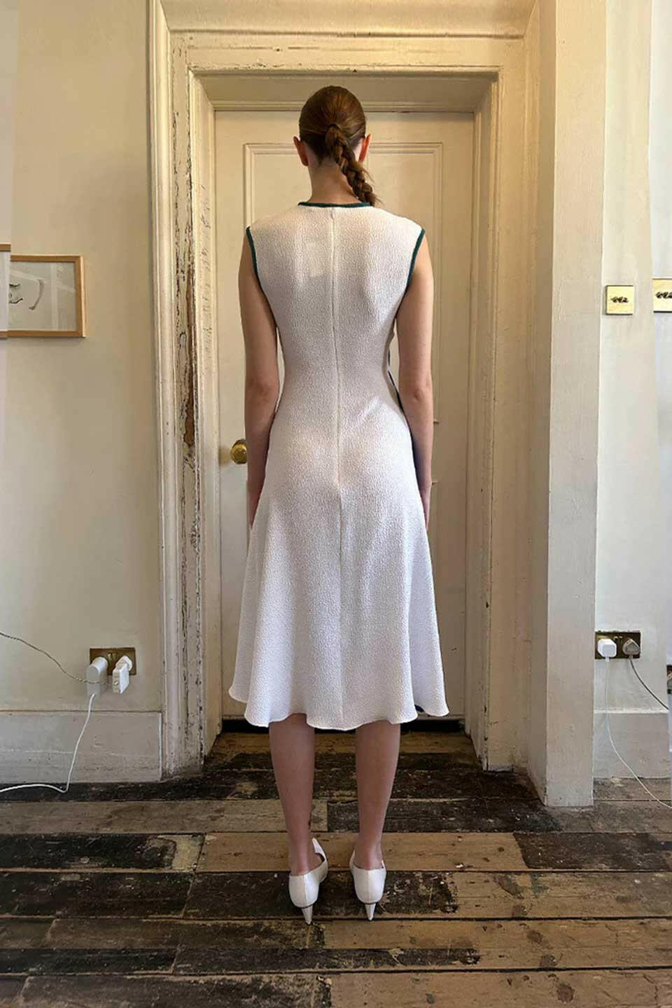 edeline lee pina dress bubb blue and white figure back