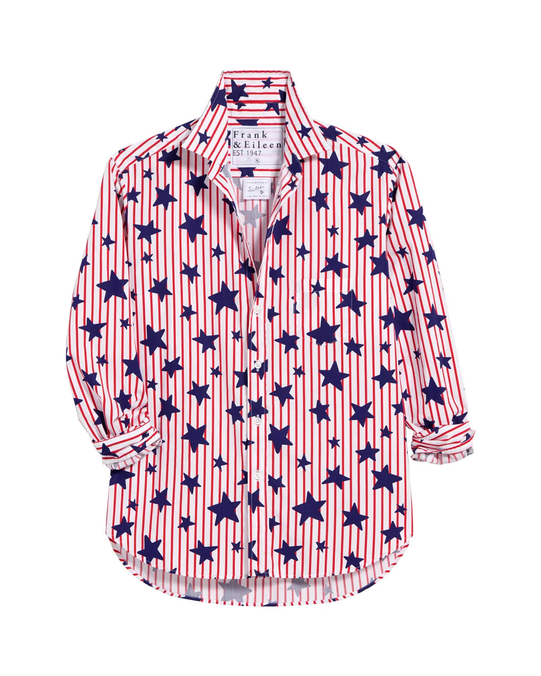frank and eileen relaxed eileen button up shirt red with navy stars