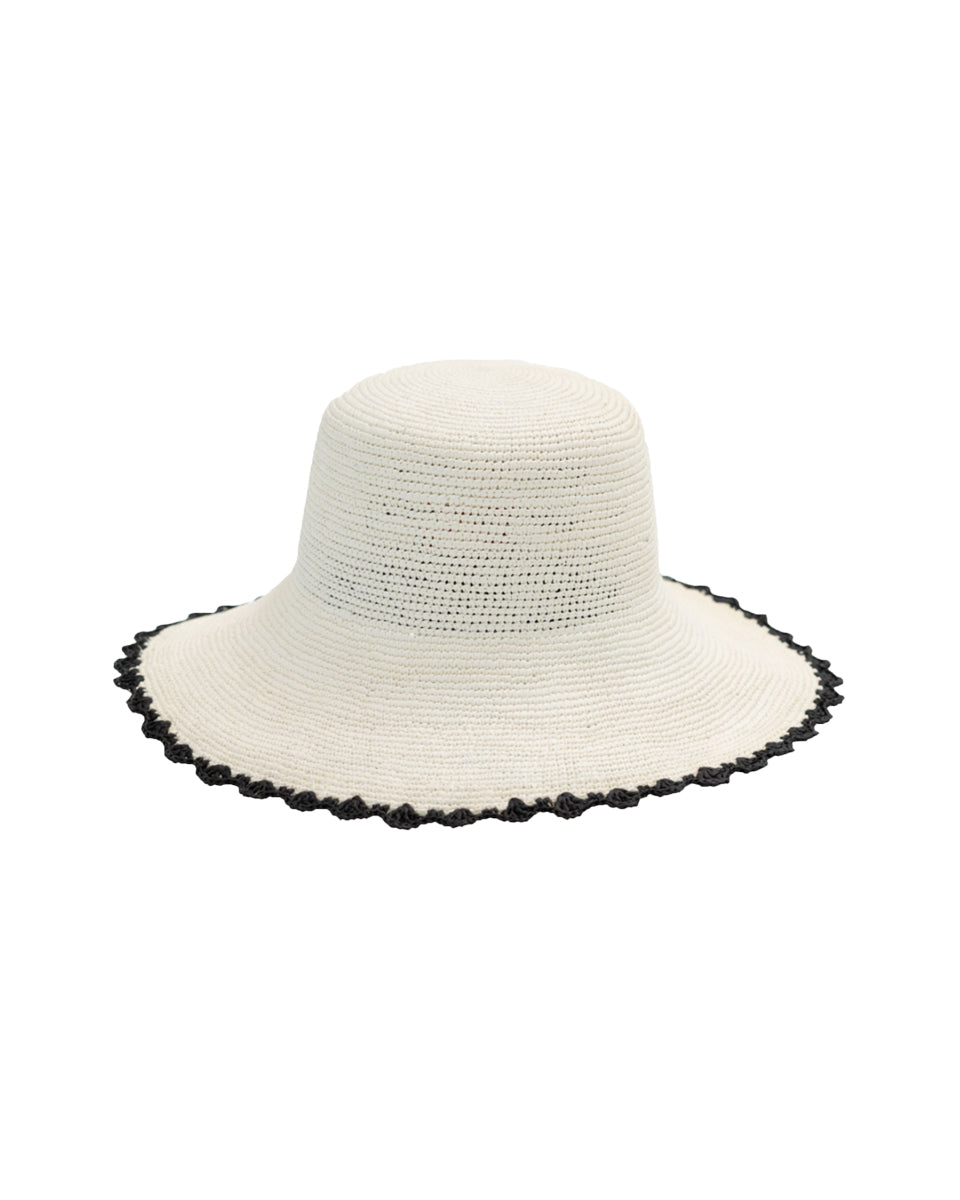 Freya Crochet Straw Bucket Hat | Showroom Large / White