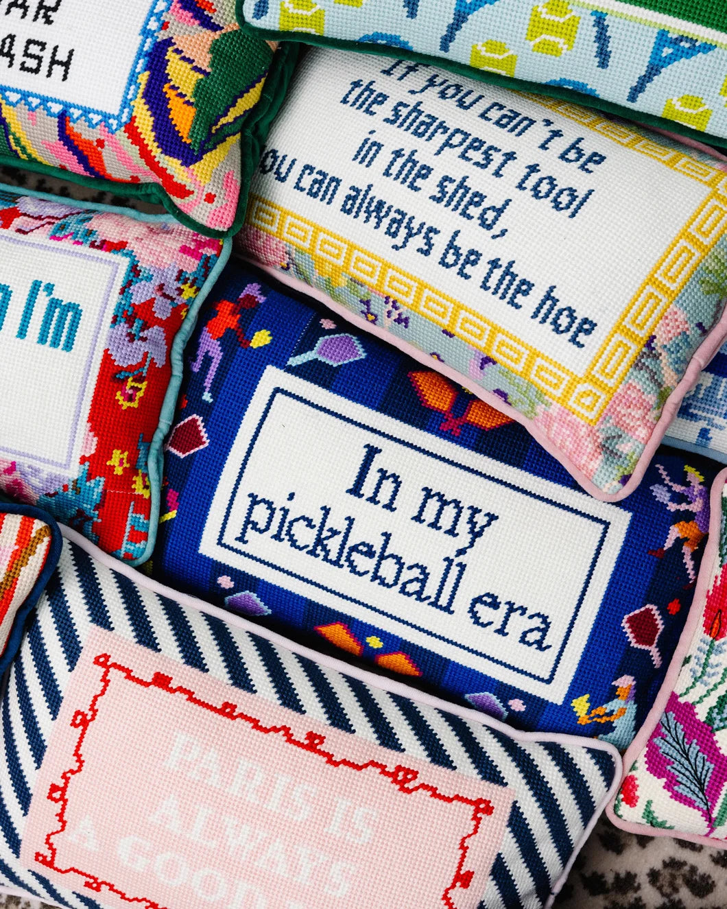 crosstitch pickleball era throw pillow