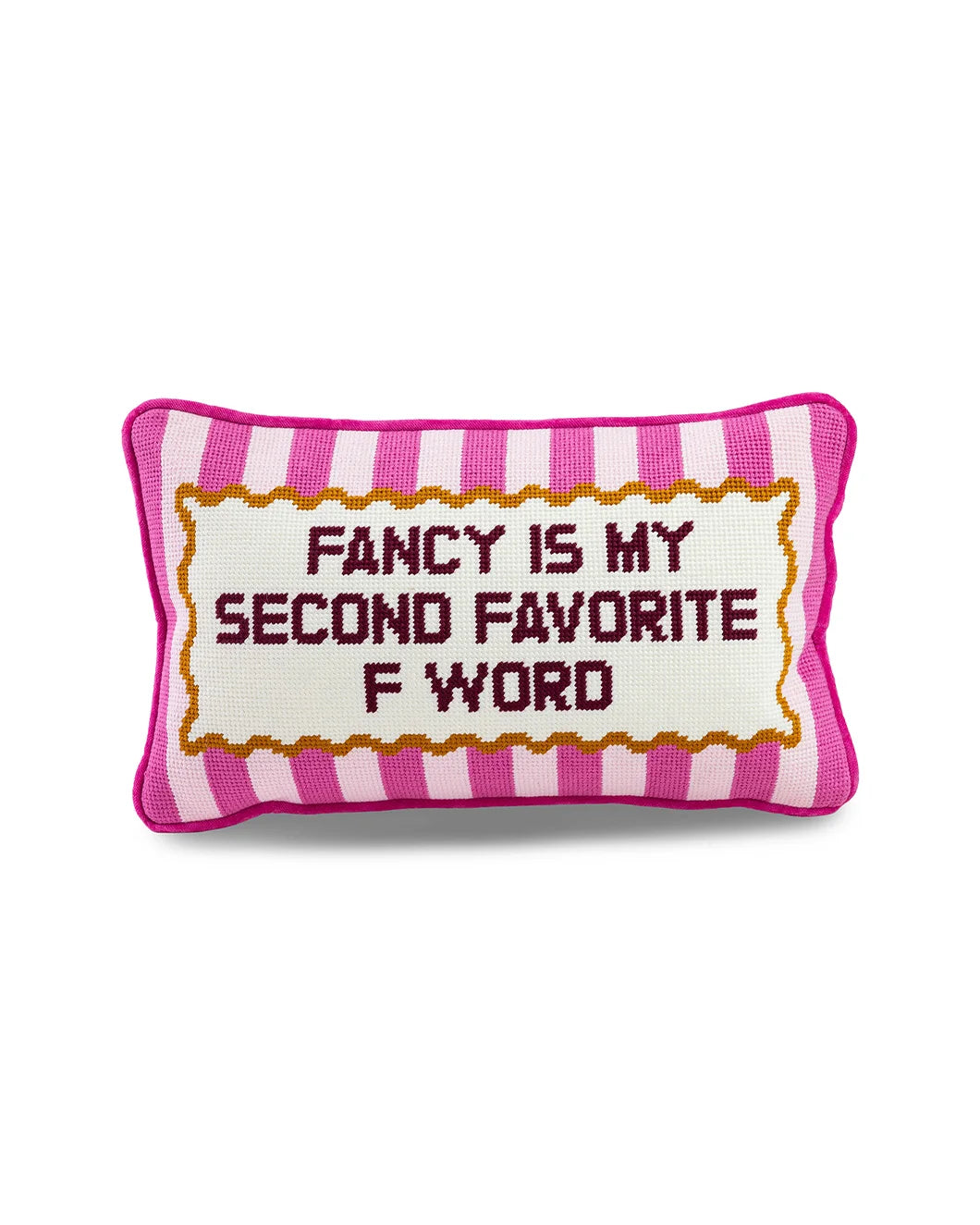 furbish studio fancy needlepoint pillow pink