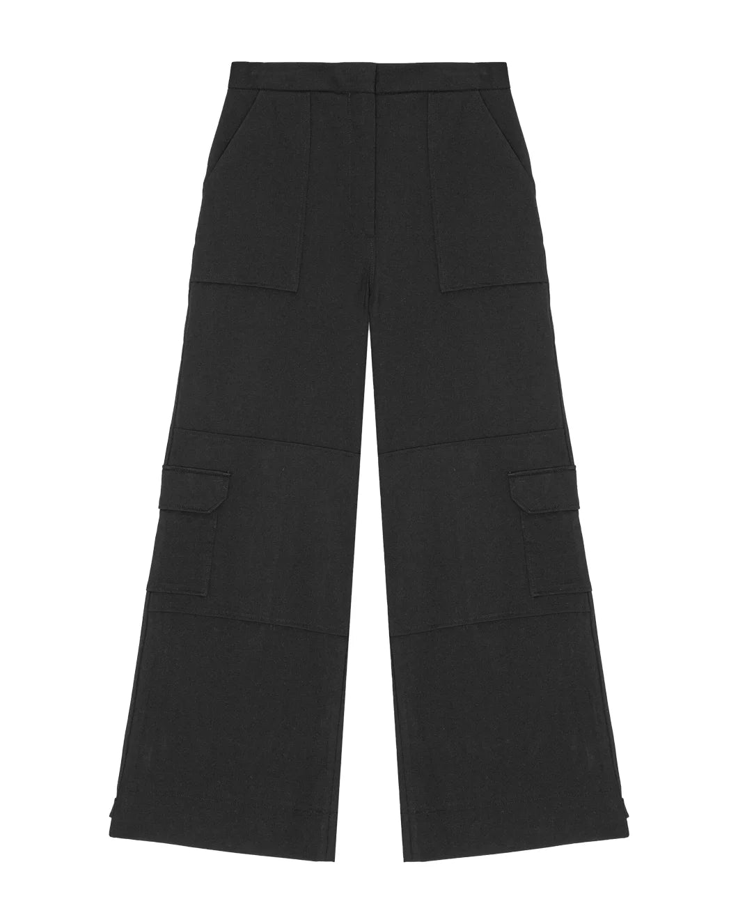 ganni black twill suiting cargo pants