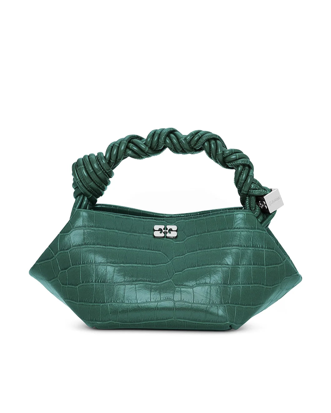 ganni Green Croco Patent Mini GANNI Bou Bag pineneedle